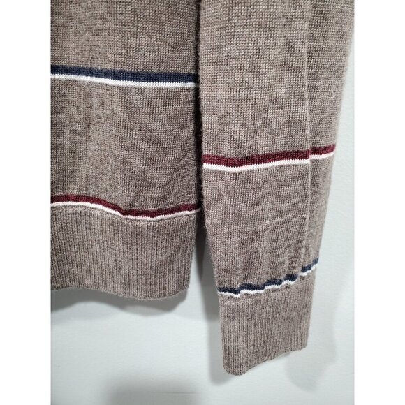 Banana Republic Mens Brown 100% Merino Wool Sweater Crew Neck Striped Sz L - Picture 14 of 14